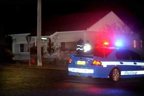 Police investigating the triple murder on Brougham Street, Cowra, in June 2008. Picture: AAP