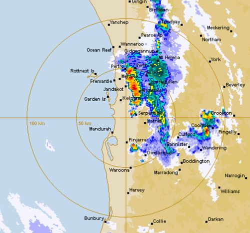 The storm as it moved through Perth. (BoM)