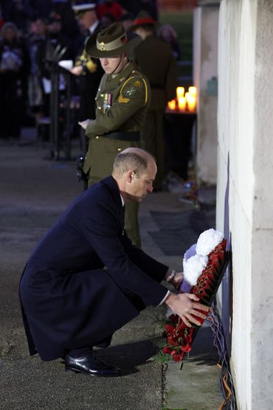 Prince William, Prince of Wales participates in the Wreath Laying Ceremony during the Dawn Service for Anzac Day 2023 at Hyde Park on April 25, 2023 in London