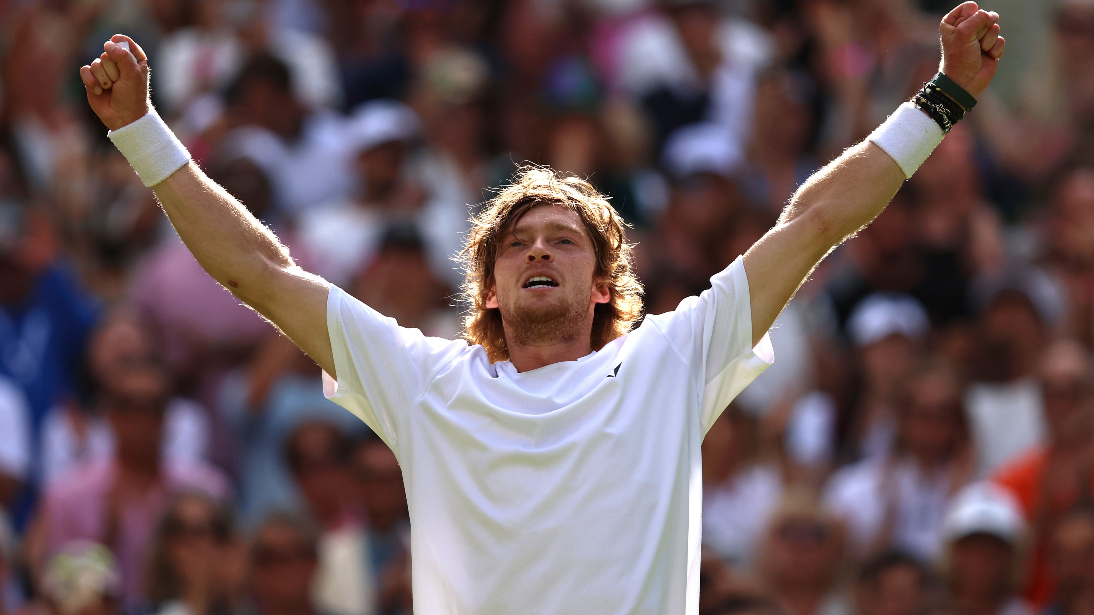 Andrey Rublev stuns tennis world with 'luckiest shot ever' to make Wimbledon quarter-finals