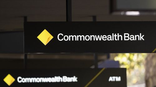 The Commonwealth Bank logo outside a branch.