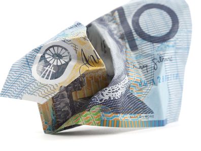 Crumpled $10 note Australian