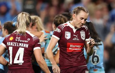 Tamika Upton of the Maroons looks dejected after a Blues try during game one of the 2024 Women&#x27;s State of Origin series between Queensland and New South Wales at Suncorp Stadium on May 16, 2024 in Brisbane, Australia. (Photo by Hannah Peters/Getty Images)