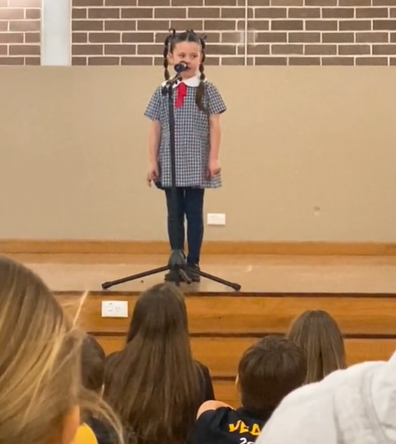 Lily won hearts with her adorable school speech about Taylor Swift in 2023.