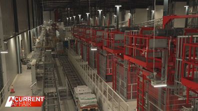 Inside Coles' distribution centre. 