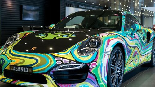 The colourful Porsche was an artwork to promote a charity which supports research in chronic lung disease - the Better Breathing Foundation. (NSW Police)