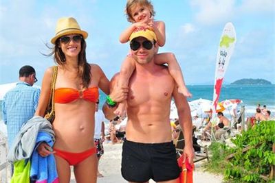 Model Alessandra took some time out with her bub and hubby in her home country, Brazil....