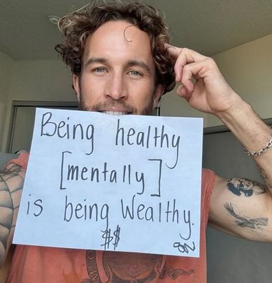 Sam Webb also shares messages about good mental health on Instagram.