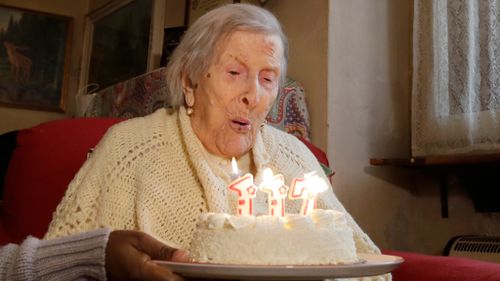 Emma Morano celebrating her 117th birthday last year. (AAP)