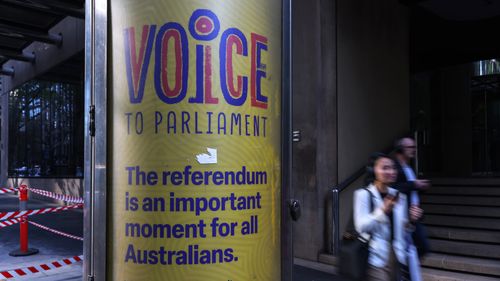 A Voice to Parliament referendum information board