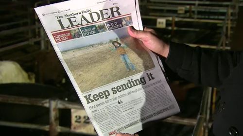 Beau Rossiter made the front page of the local newspaper. Picture: 9NEWS