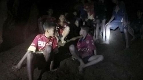 Video from inside the caves showed the boys are weak, but alive. Picture: Supplied