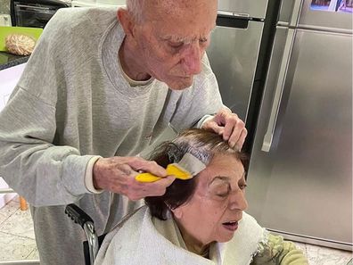 Man learns to colour wife's hair amid coronavirus self-isolation.