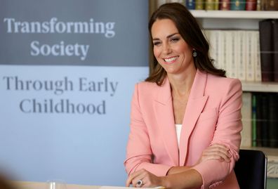 Kate, Duchess of Cambridge smiles during a roundtable with the Royal Foundation Centre for Early Childhood with government ministers, at the Royal Institution, in London, Thursday June 16, 2022. 