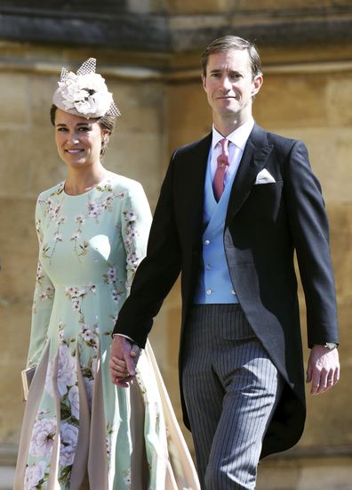 WINDSOR, ENGLAND - MAY 19:  Pippa Middleton and James Matthews arrive at the wedding of Prince Harry to Ms Meghan Markle at St George's Chapel, Windsor Castle on May 19, 2018 in Windsor, England.  (Photo by Chris Jackson/Getty Images)