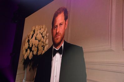 Prince Harry, Duke of Sussex appears via video link  at the 24th GQ Men of the Year Awards in London.