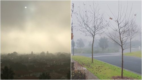 Commuters in Melbourne were warned today to take extra care on the city's streets as thick fog covers the CBD. Picture: Luke Dennehey/ Jawad Nazir via Twitter. 