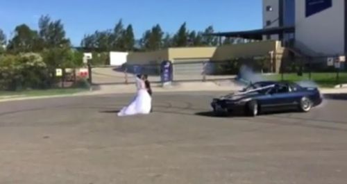 Queen Street Car Hire previously posted on Facebook footage of a car doing circle work around a bride and groom. 