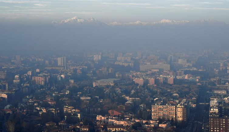 Milan skyline polluted
