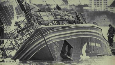 Le navire de Greenpeace, le Rainbow Warrior, a été coulé dans le port d'Auckland.