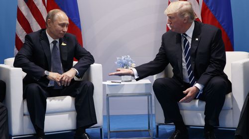 President Donald Trump meets Russian President Vladimir Putin at the G20 Summit on July 7, 2017, in Hamburg. Photo: AP