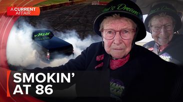 Great-grandmother burns rubber in burn-out competition