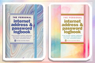 9PR: Peter Pauper Press Internet Address & Password Logbook, Blue Agate and Watercolor Sunset
