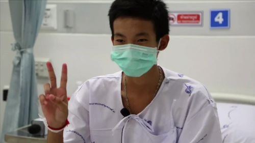 "I'm so happy thankyou so much", the boys have addressed the camera one  by one from their hospital beds in Thailand. Picture: 9NEWS