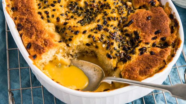 Passionfruit self saucing pudding