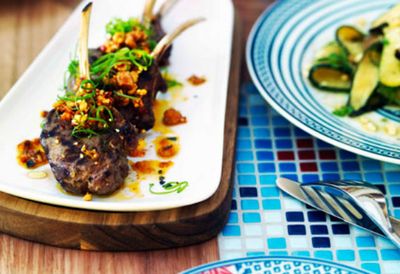 Chargrilled lamb with green chilli and sesame sauce