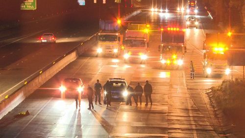 Police were called to the M5 motorway at Moorebank about 3.35am after reports a man was running in and out of traffic on the eastbound lane.