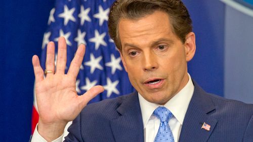 Then-incoming White House communications director Anthony Scaramucci answers reporter's questions during his first press briefing during his first day on the job in the Brady Press Briefing Room of the White House in Washington, DC on Friday, July 21, 2017. (AFP)