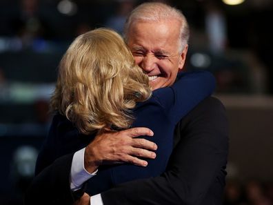 Joe Biden hugs wife Jill Biden, 2012