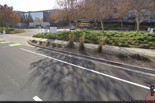 Google's San Francisco headquarters, as seen through Street View.