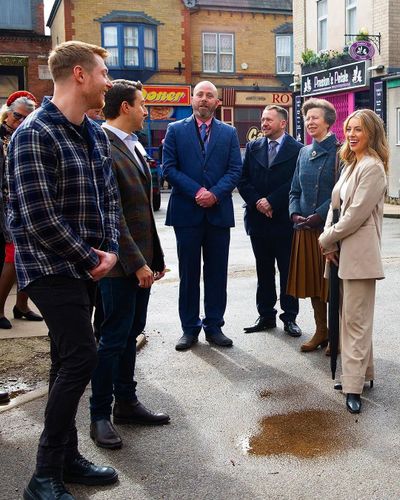 Princess Anne visits Coronation Street set, March 2023