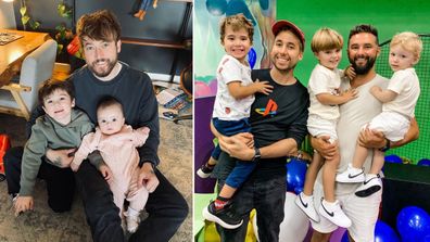 Andy Clemmensen with his son and daughter, Bradie Webb with his son, Shaun Diviney with his sons.