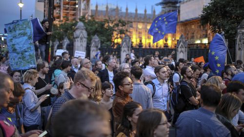 Cries of "shame on you" and "stop the coup" were heard as protesters met outside parliament. 