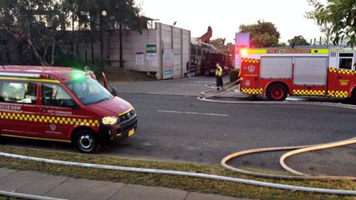 Fire crews were called to the incident around 4.15am to find a metal building alight. (NSW Fire and Rescue)