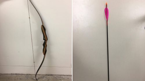 A bow and arrow similar to the ones used in the foiled robbery. (NSW Police)