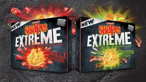 Along with the new flavours, Arnott's also released the Shapes Extreme range. (Arnott's Shapes)