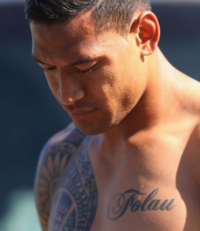 Rugby union also has its share of tattoos. Israel Folau's is a show of pride. (Getty)