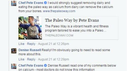 The post on Pete Evans' Facebook page last week. (Facebook/Chef  Pete Evans)