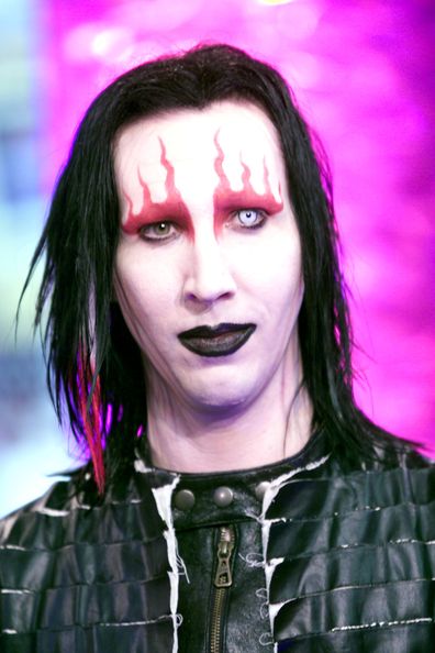 Marilyn Manson at the MTV studios in New York during an episode of TRL during 'Spankin New Music Week'.  