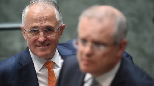 Prime Minister Malcolm Turnbull listens to Treasurer Scott Morrison in Question Time on Monday. (AAP)