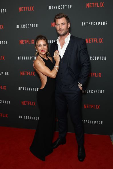 Elsa Pataky and Chris Hemsworth attend the red carpet screening of Interceptor at The Ritz on May 25, 2022 in Sydney, Australia.