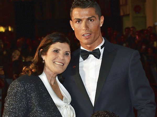 Cristiano Ronaldo (R) at the launch of his new documentary with his mum, Dolores. (Getty)