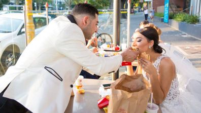 The couple treated themselves to McDonalds before the reception had taken place.