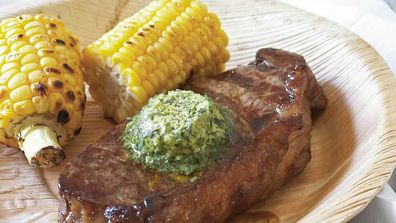 Sirloin steaks with chimichurri butter