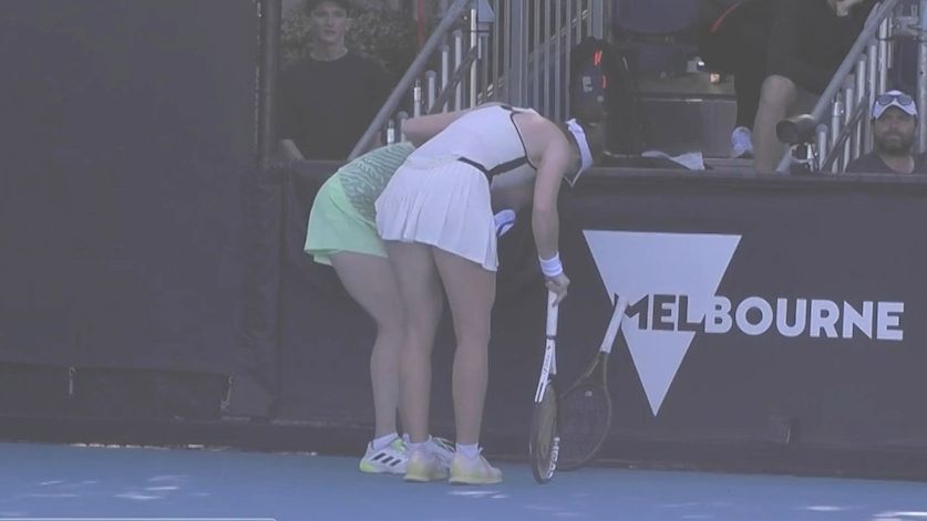 Australian Open hopeful Francesca Jones breaks down after injury retirement.