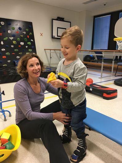 Josh Knox hospital cerebral palsy physio session